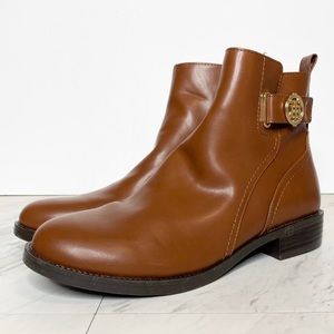 New! Tommy Hilfiger Logo Buckle Brown Bootie 9 1/2